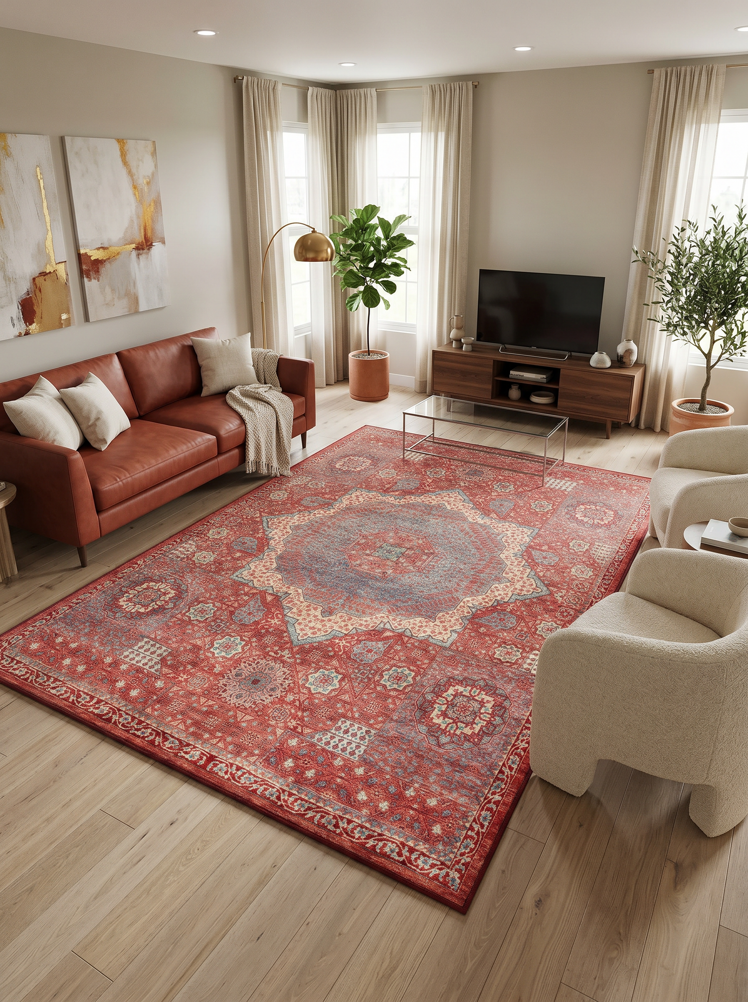 ARTE VN079 Klasik Desenli Figürlü Renkli Dekoratif Salon Mutfak Koridor Halısı