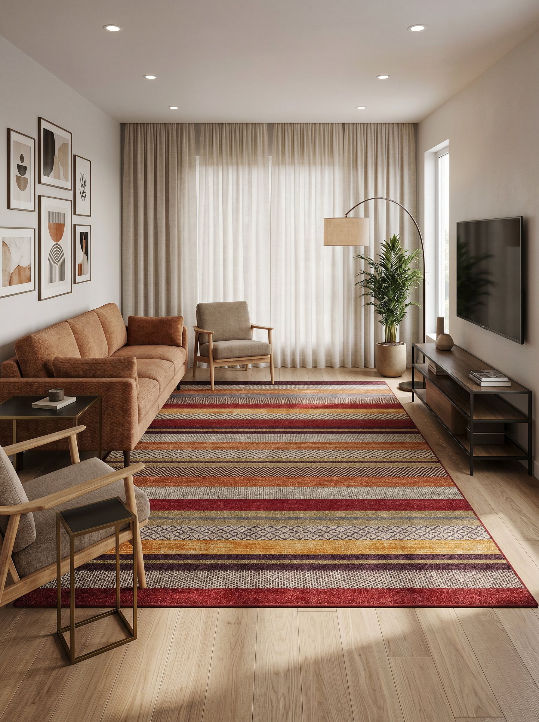 Arte VN124-1 Klasik Desenli Renkli Dekoratif Salon Mutfak Koridor Halısı