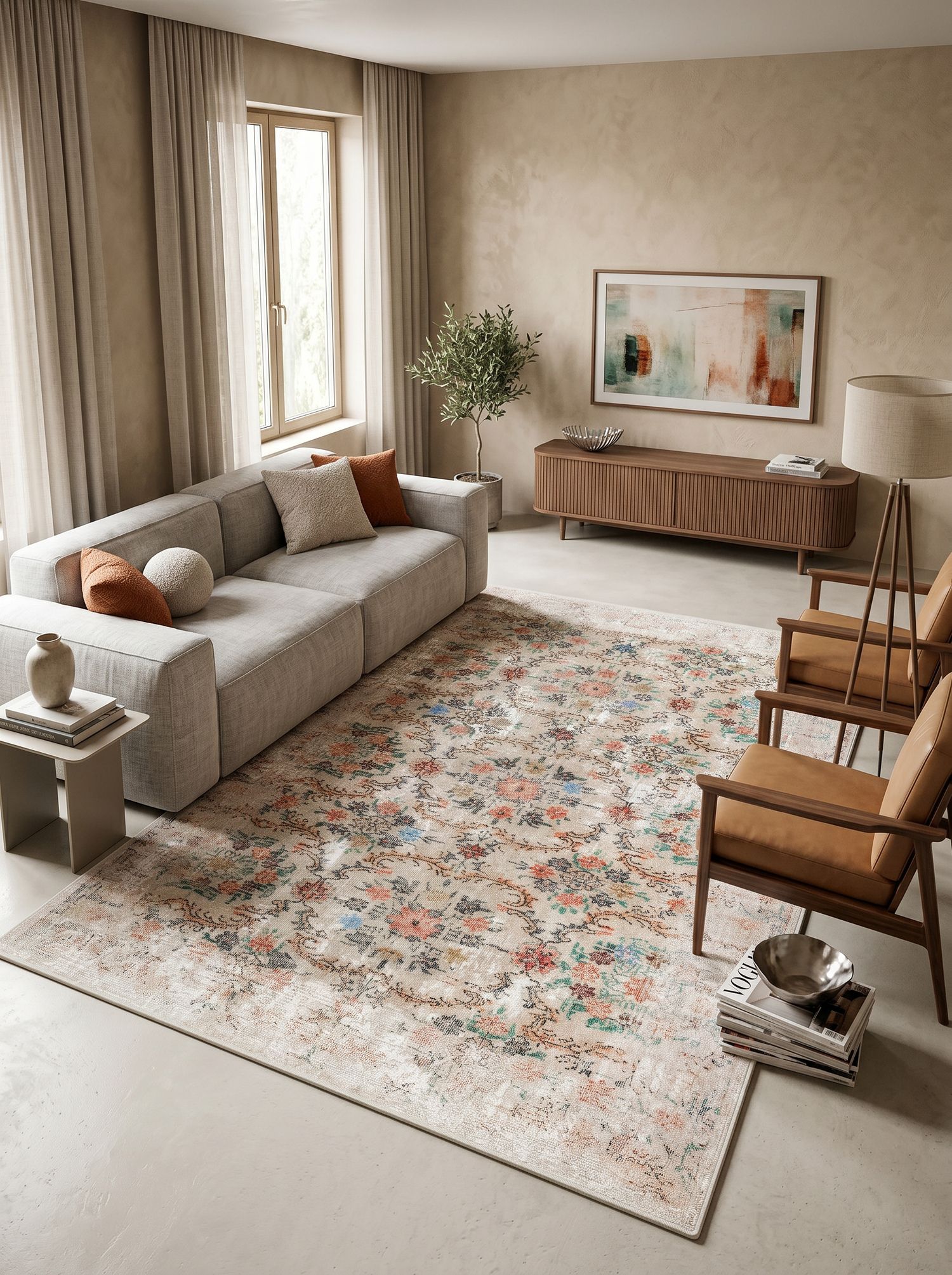 ARTE VN047 Vintage Klasik Desenli Renkli Dekoratif Salon Mutfak Koridor Halısı