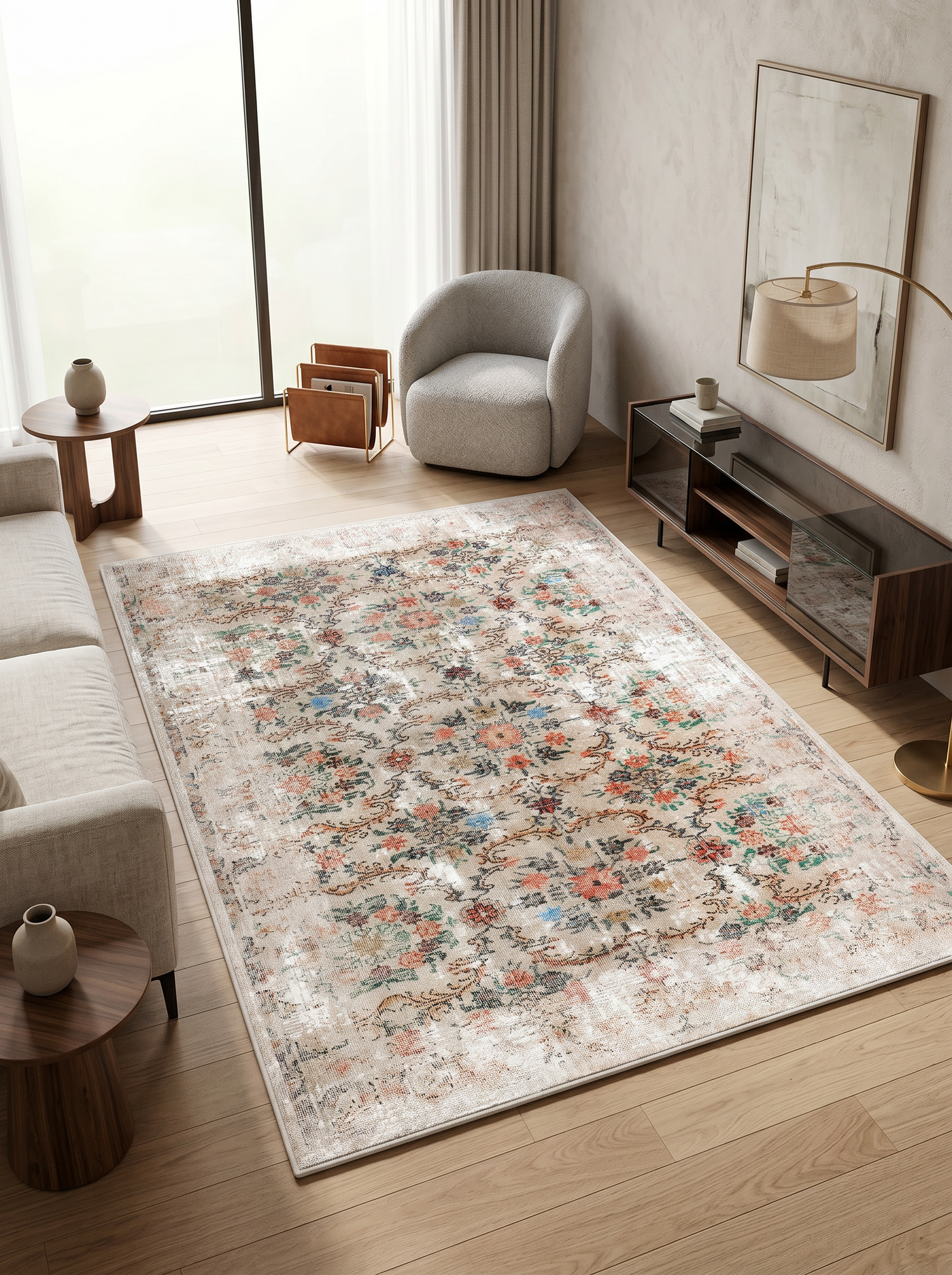 ARTE VN047 Vintage Klasik Desenli Renkli Dekoratif Salon Mutfak Koridor Halısı