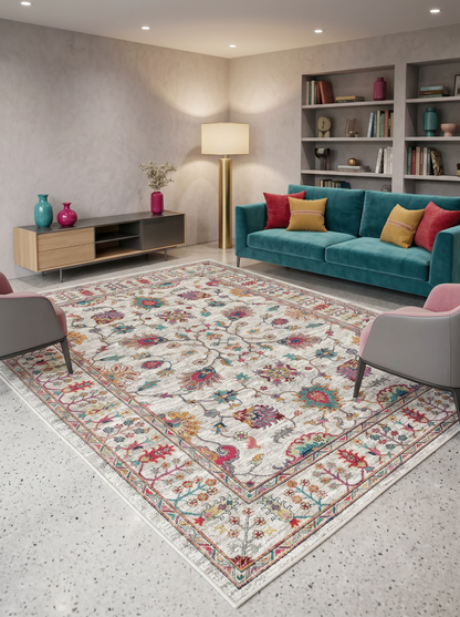ARTE VN102 Klasik Desenli Figürlü Renkli Dekoratif Salon Mutfak Koridor Halısı