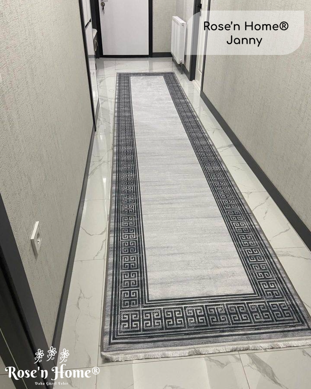 JANNY - %100 Pamuk Dokuma Taban Makinede Yıkanabilir Kaymaz Halı