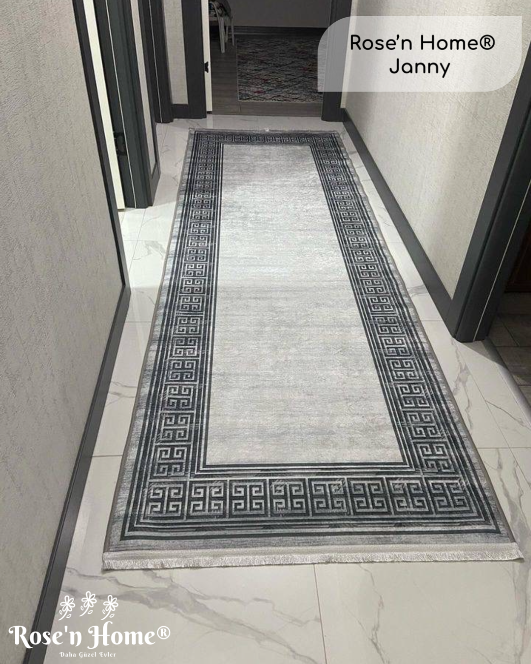 JANNY - %100 Pamuk Dokuma Taban Makinede Yıkanabilir Kaymaz Halı