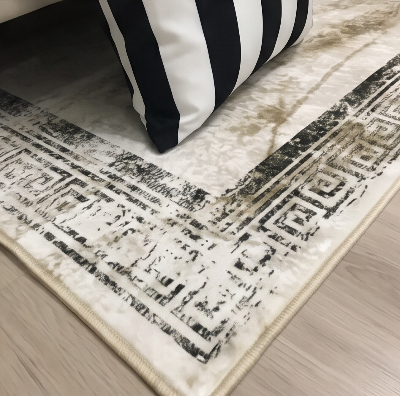 CHAİN MARBLE GOLD - %100 Pamuk Dokuma Taban Makinede Yıkanabilir Kaymaz Halı