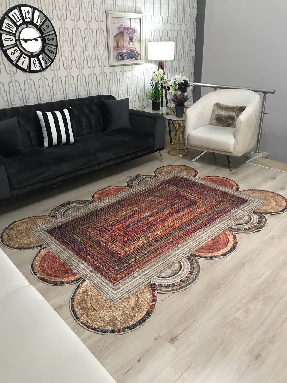 ORİENT - %100 Pamuk Dokuma Taban Makinede Yıkanabilir Kaymaz Halı