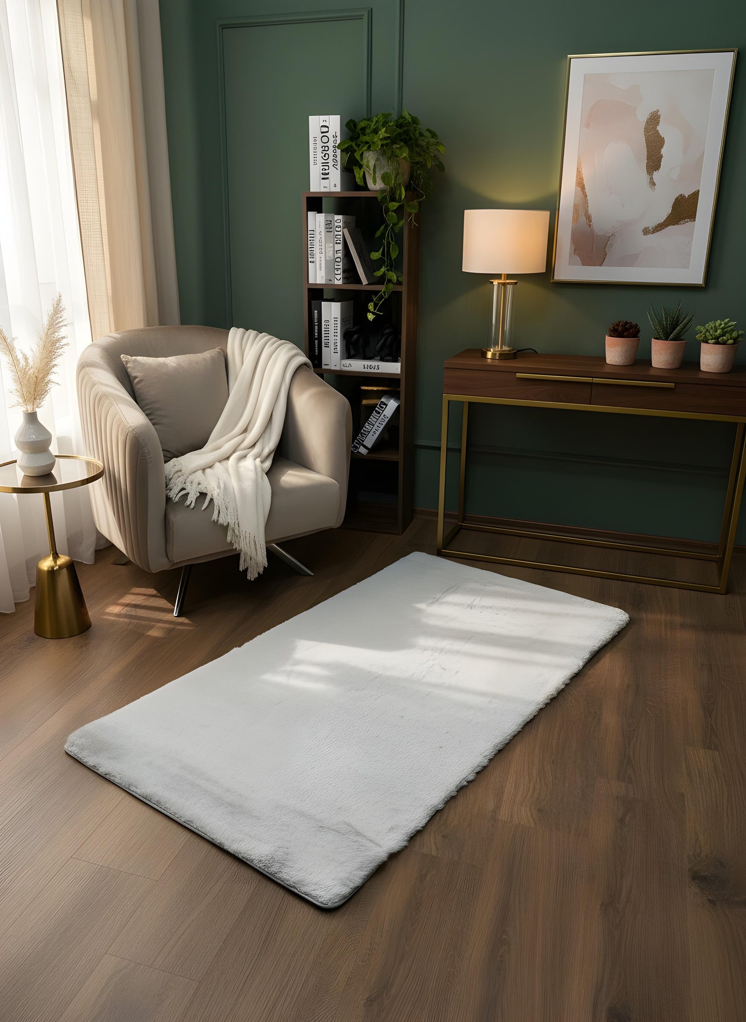 TAVŞAN GRİ -  Kaymaz Deri Taban Tavşan Shaggy Yatak Odası Oturma Odası Çocuk Odası Halısı